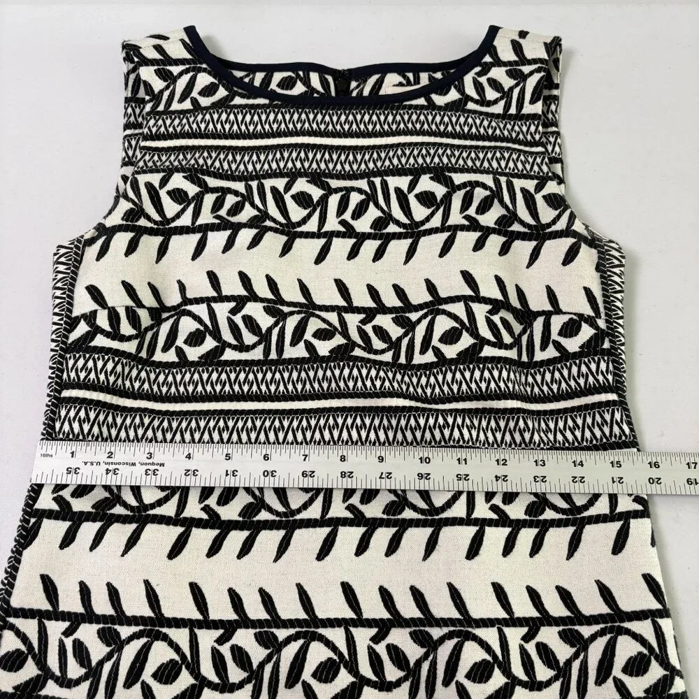 Tory Burch Laurie Embroidered Convertible Sheath‎ Dress Size 6 Black White Vines
